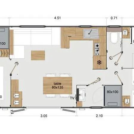Camping Mobil-home Avec Terrasse - 6 Pers. - Api-1-52-2978 *